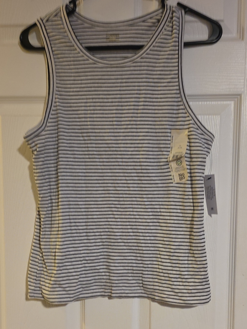 No Boundaries White & Black Striped Tank Top